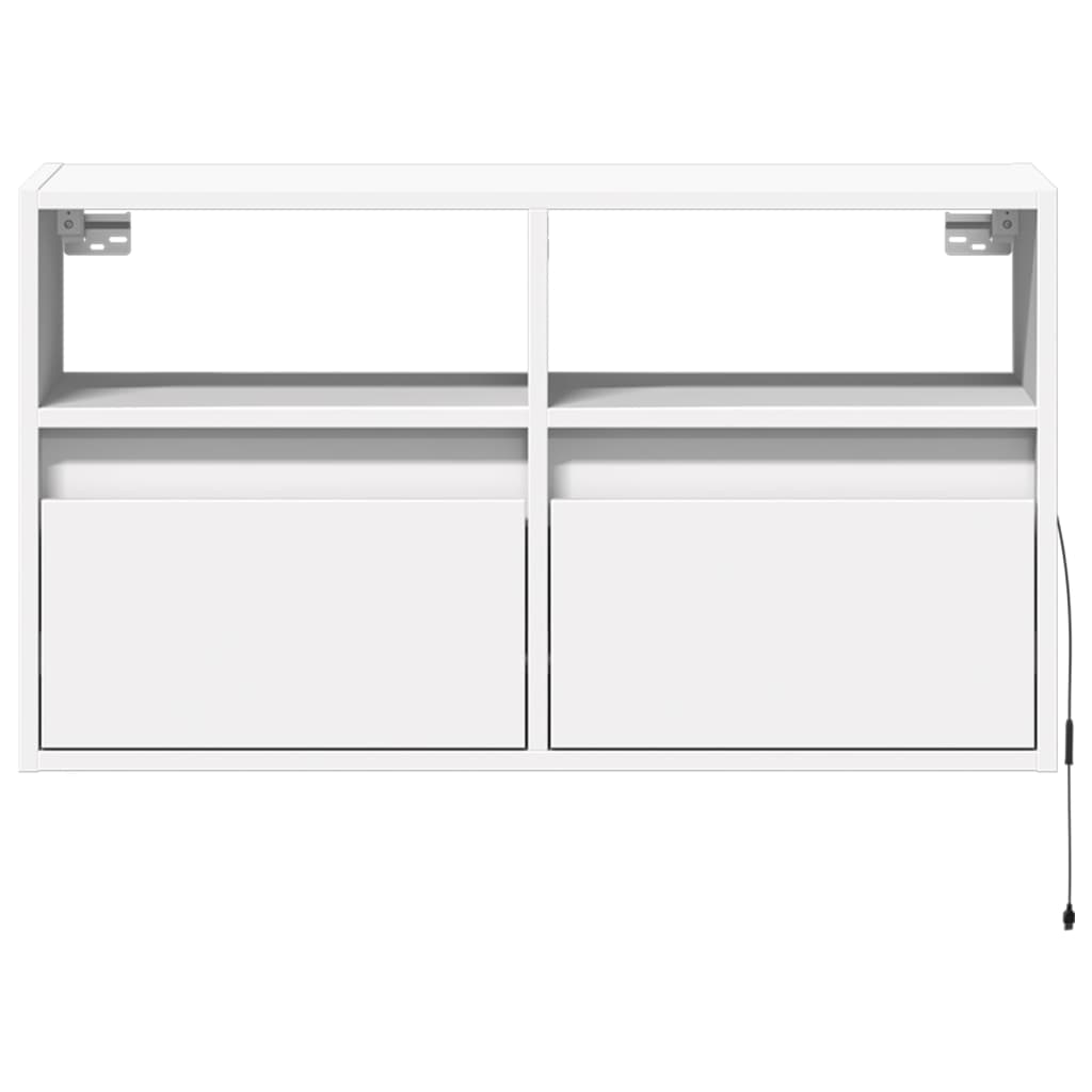 væghængt tv-bord med LED-lys 80x31x45 cm hvid