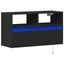 væghængt tv-bord med LED-lys 80x31x45 cm sort