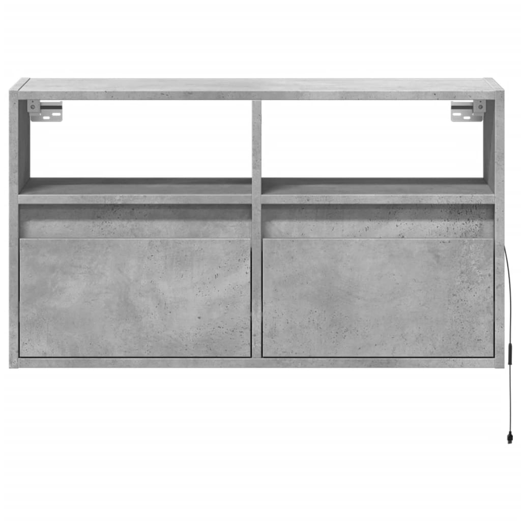 væghængt tv-bord med LED-lys 80x31x45 cm betongrå