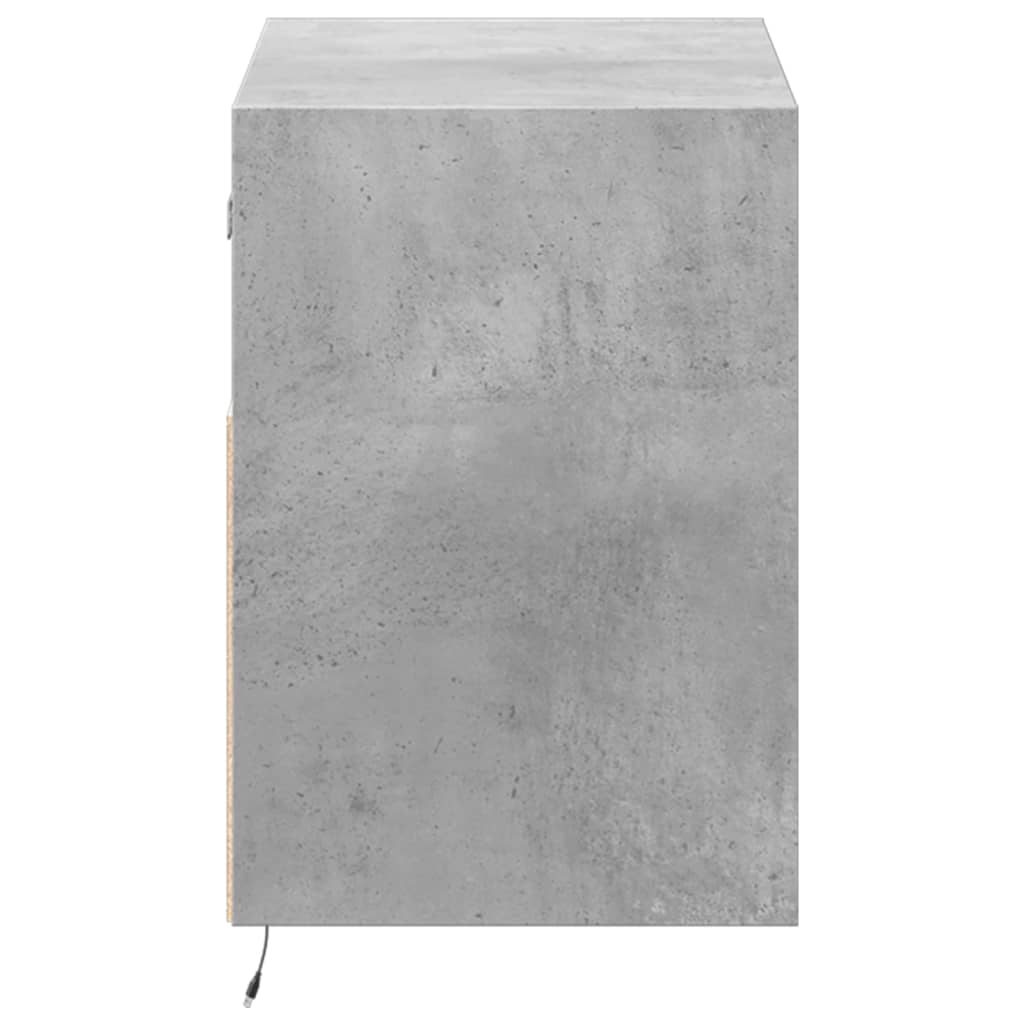 væghængt tv-bord med LED-lys 80x31x45 cm betongrå