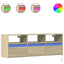 væghængt tv-bord med LED-lys 130x31x45 cm sonoma-eg