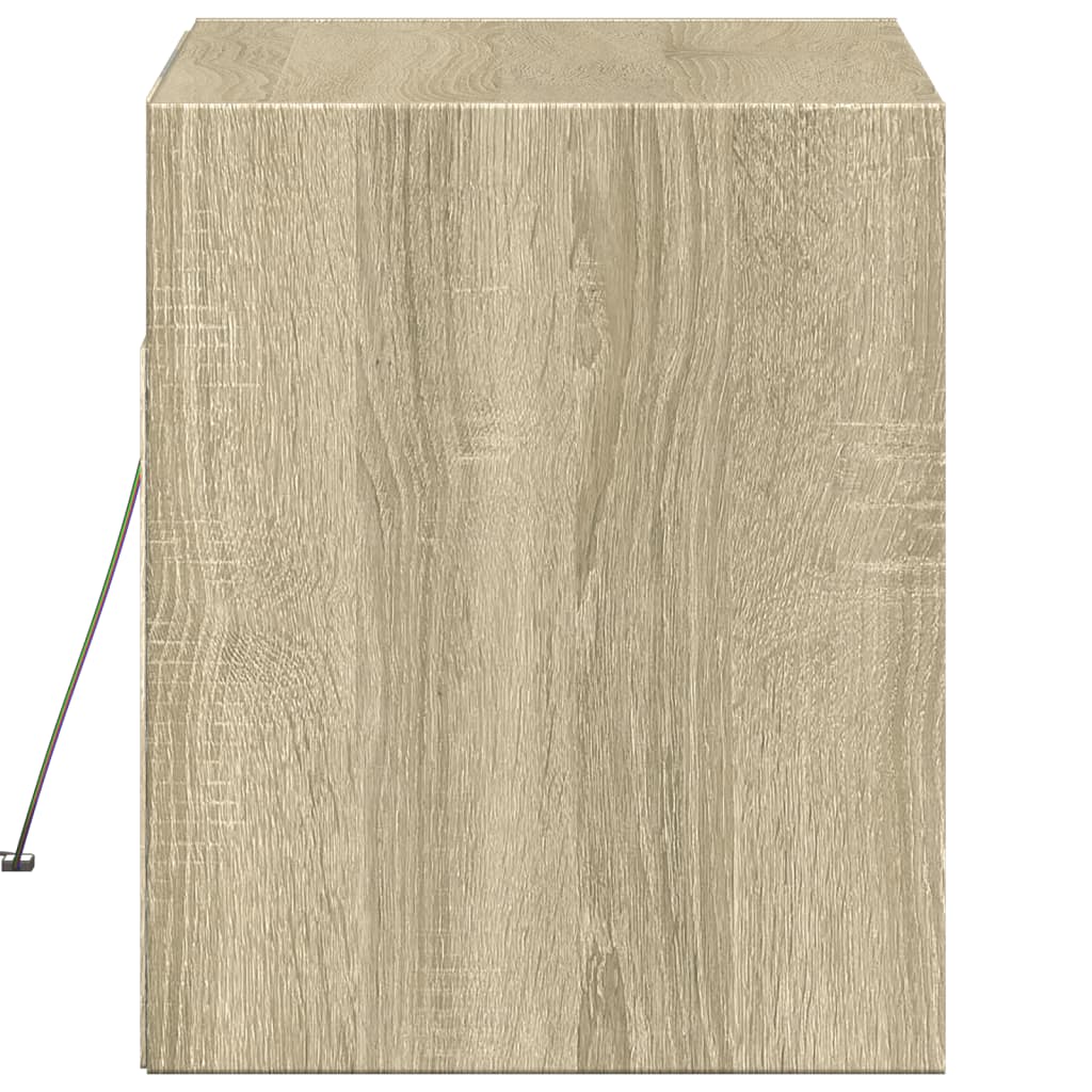 væghængt tv-bord med LED-lys 80x31x35 cm sonoma-eg