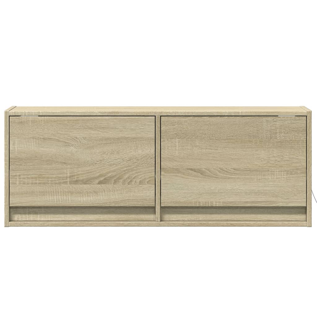 væghængt tv-bord med LED-lys 100x31x35 cm sonoma-eg