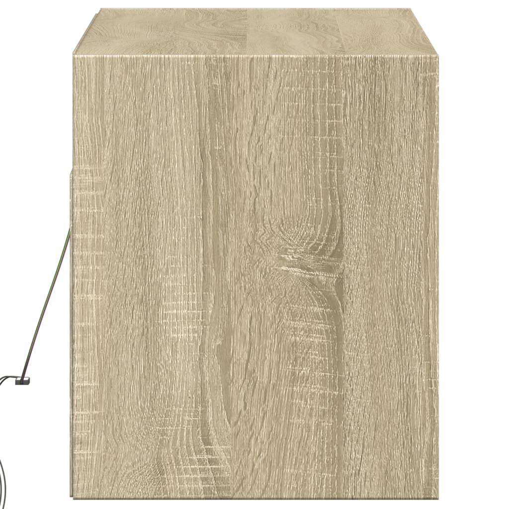 væghængt tv-bord med LED-lys 100x31x35 cm sonoma-eg