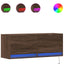 væghængt tv-bord med LED-lys 100x31x35 cm brun egetræsfarve