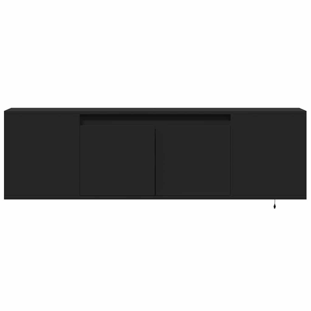væghængt tv-bord med LED-lys 135x31x39,5 cm sort