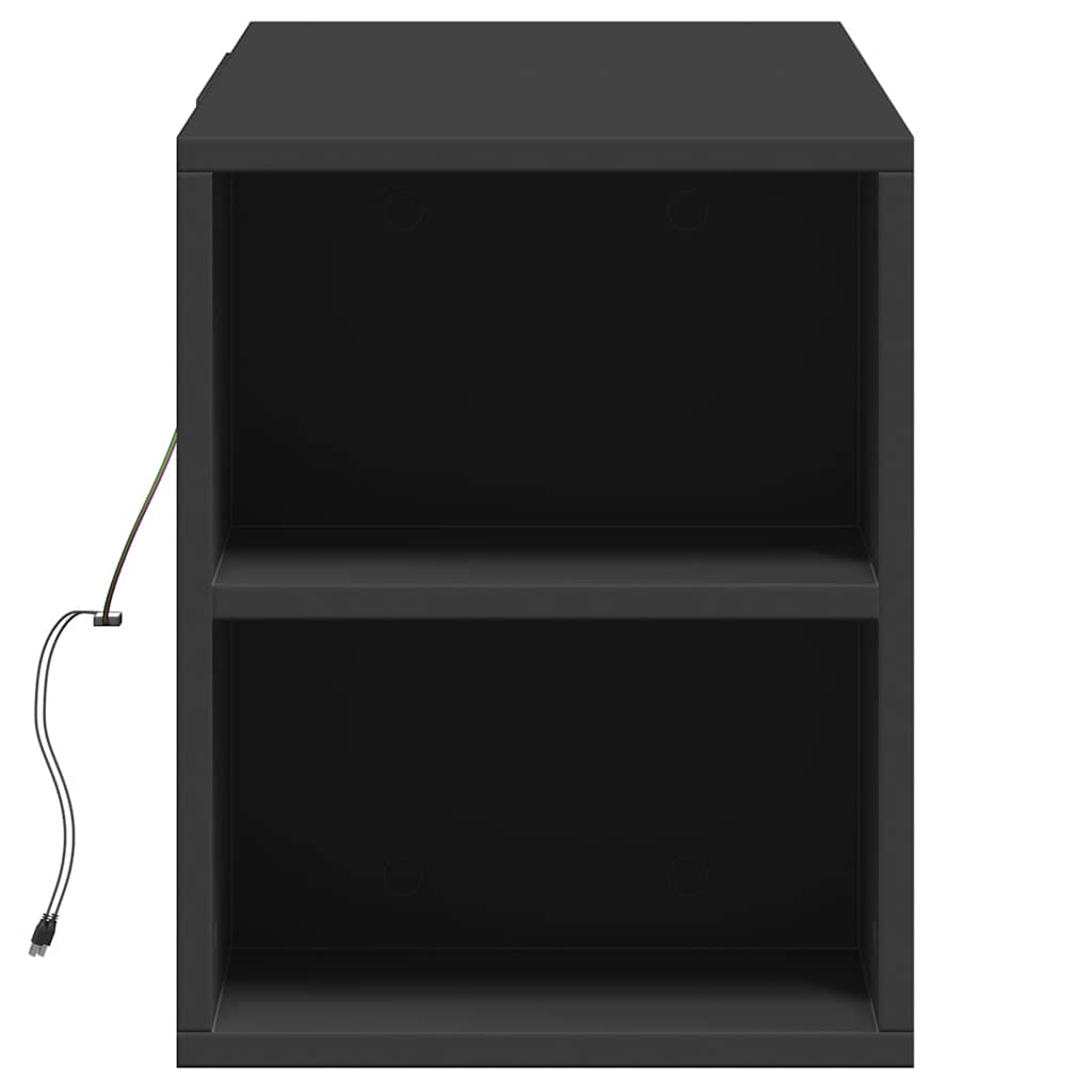 væghængt tv-bord med LED-lys 135x31x39,5 cm sort