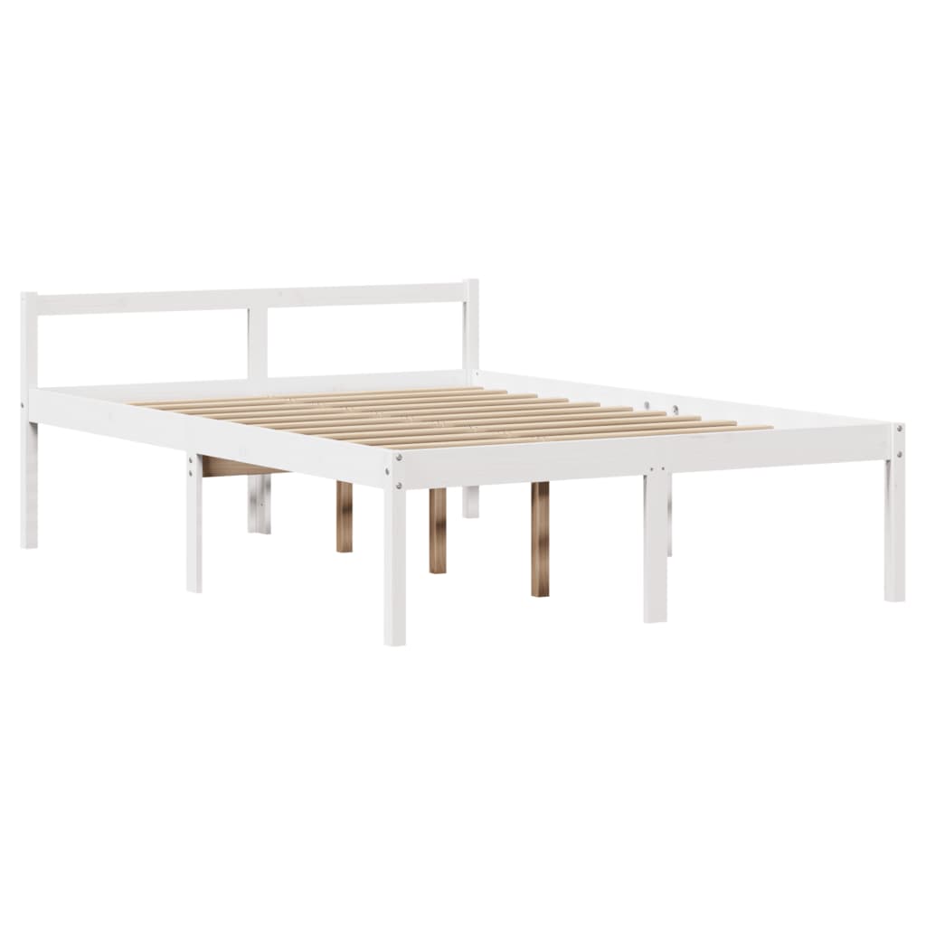 seniorseng med sengegavl 120x200 cm massivt fyrretræ hvid