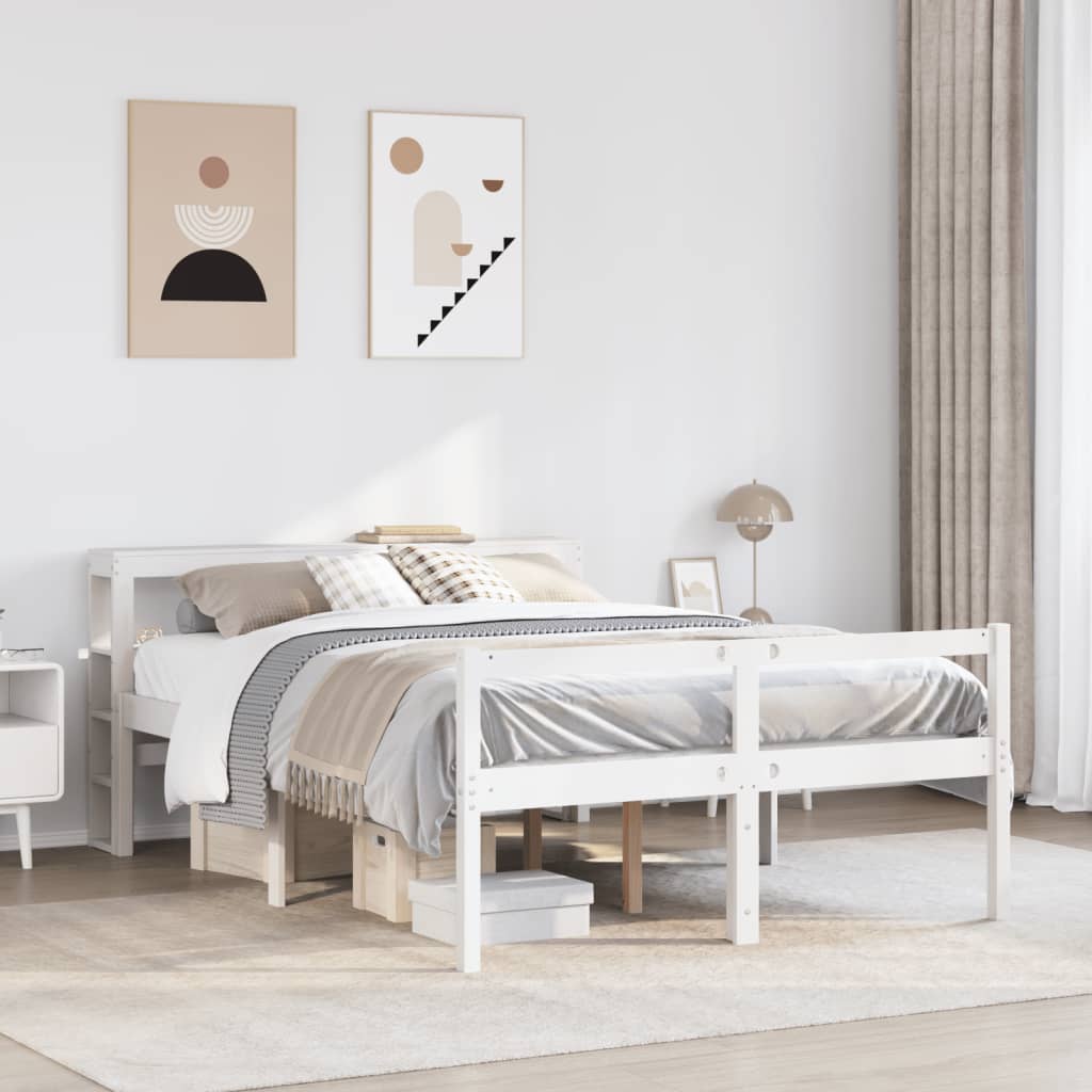 seniorseng med sengegavl 120x200 cm massivt fyrretræ hvid