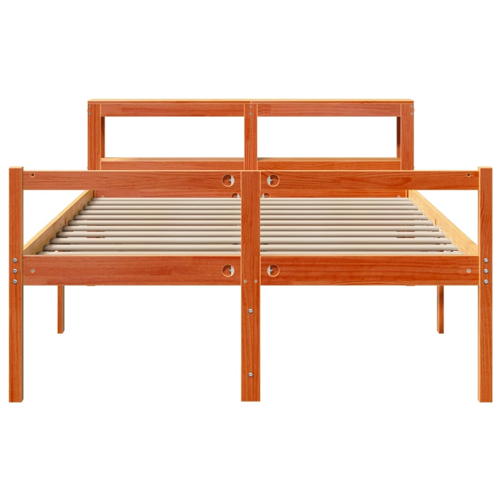 sengeramme med sengegavl 120x200 cm massivt fyrretræ gyldenbrun