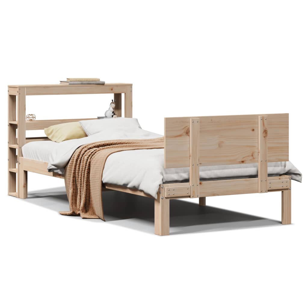 sengeramme med sengegavl 90x190 cm massivt fyrretræ