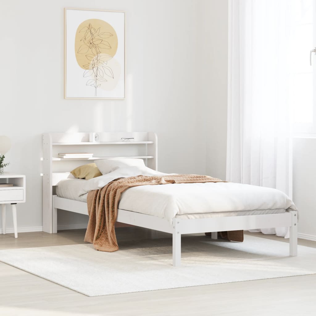 sengeramme uden madras 90x190 cm massivt fyrretræ hvid