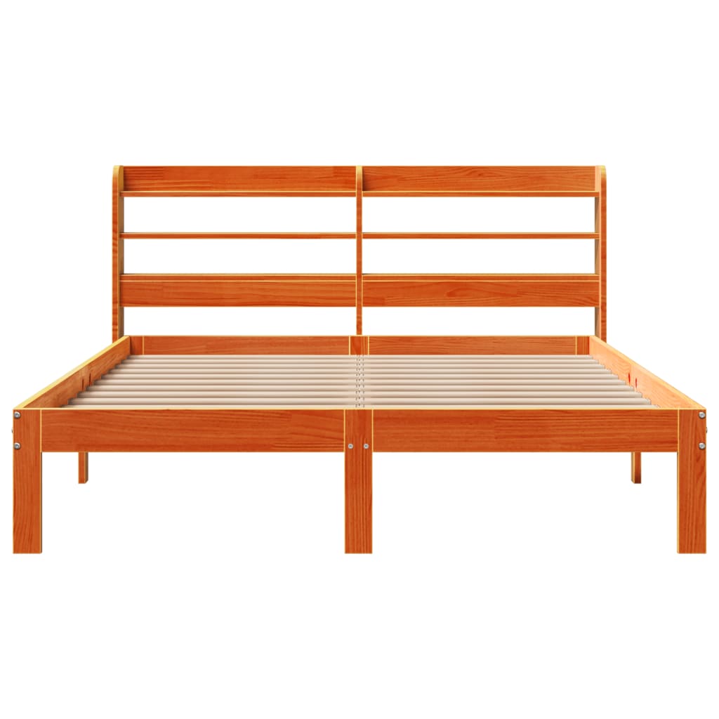 sengeramme uden madras 135x190 cm massivt fyrretræ brun