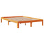 sengeramme uden madras 135x190 cm massivt fyrretræ brun