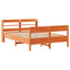 sengeramme uden madras 135x190 cm massivt fyrretræ brun