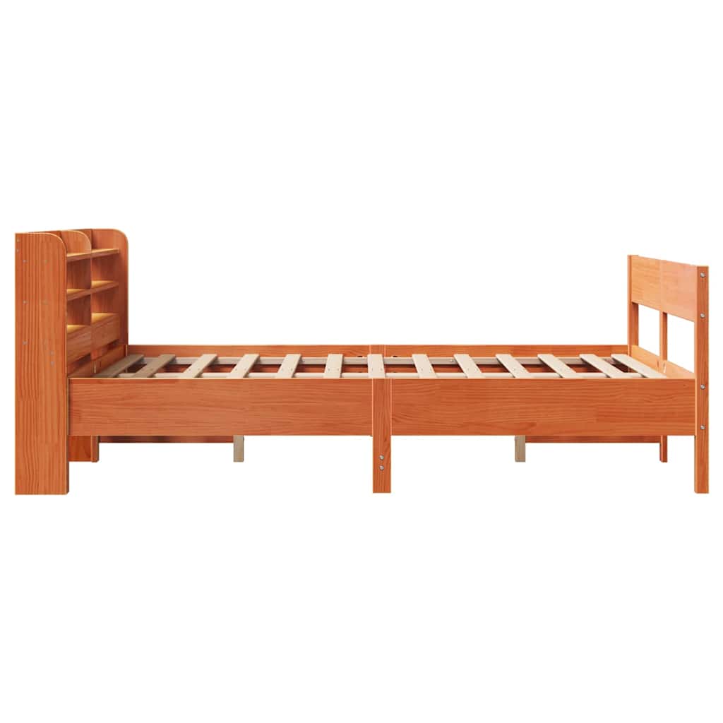 sengeramme uden madras 135x190 cm massivt fyrretræ brun