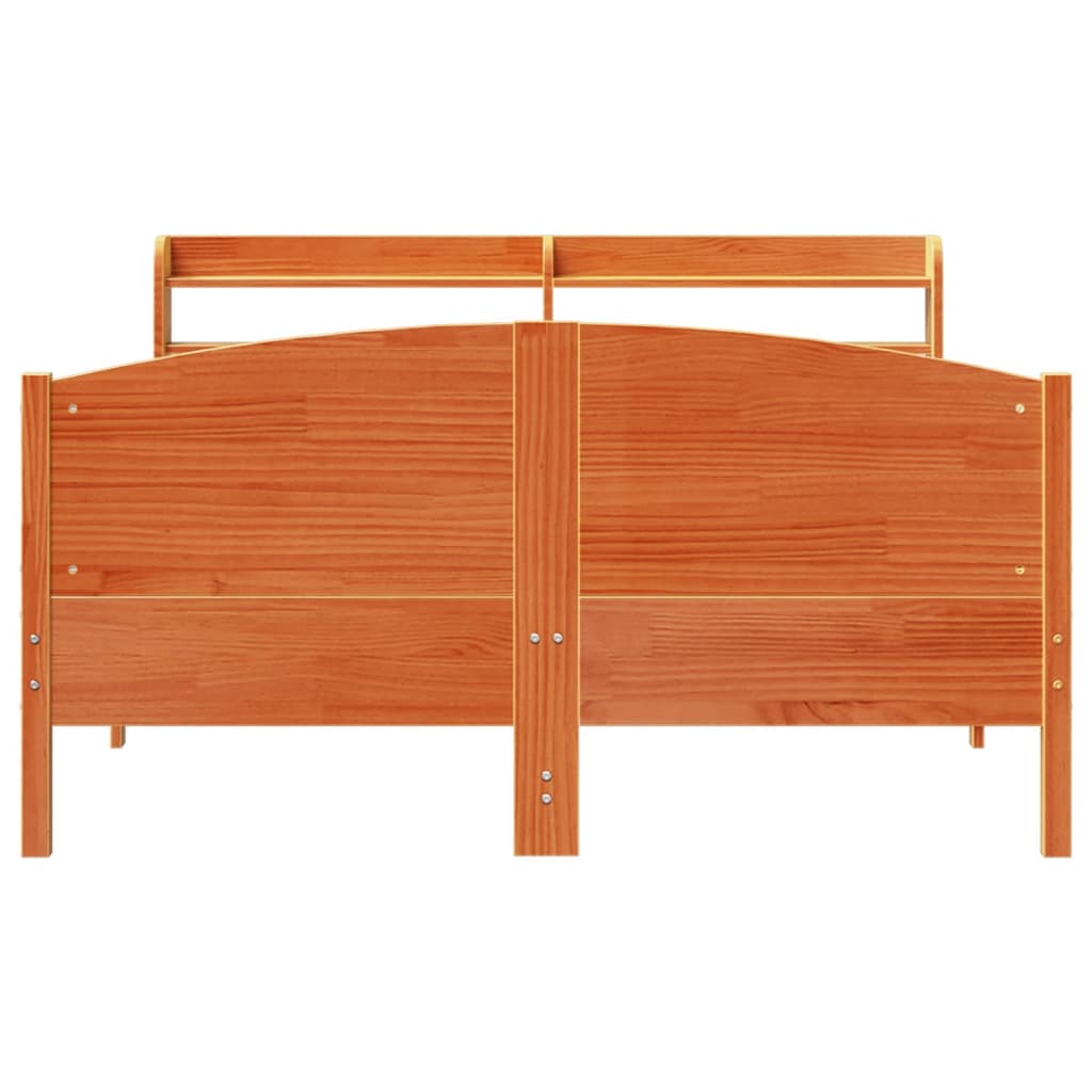 sengeramme uden madras 135x190 cm massivt fyrretræ brun