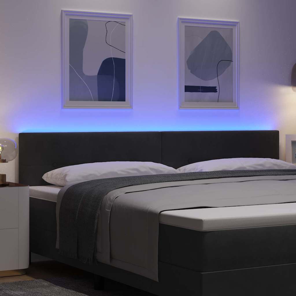 LED sengegavl med LED-lysstrimler Sort 200 cm Fløjl