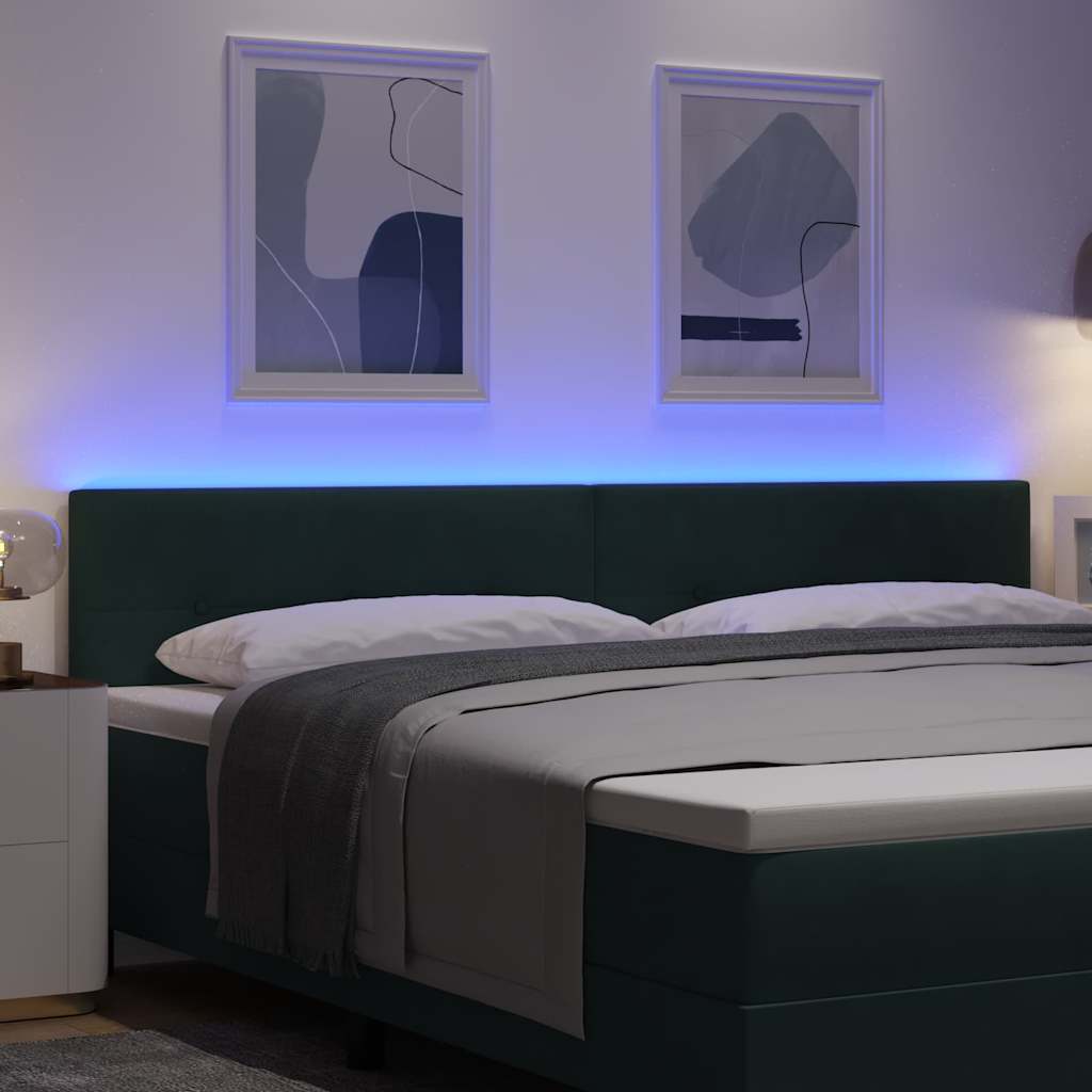 LED sengegavl med LED-lysstrimler Grøn 200 cm Fløjl