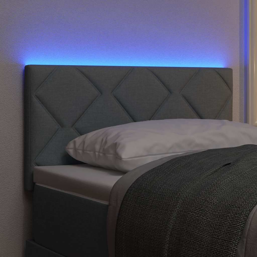 LED sengegavl Lysegrå Stof