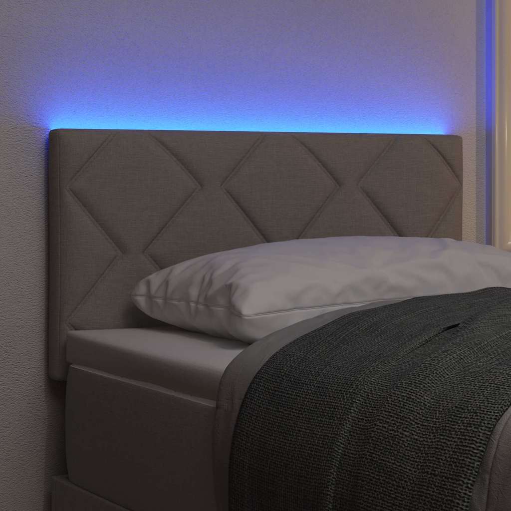 LED sengegavl Gråbrun Stof