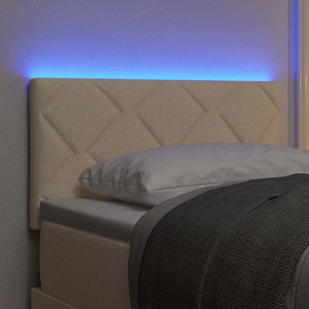 LED sengegavl Creme Stof