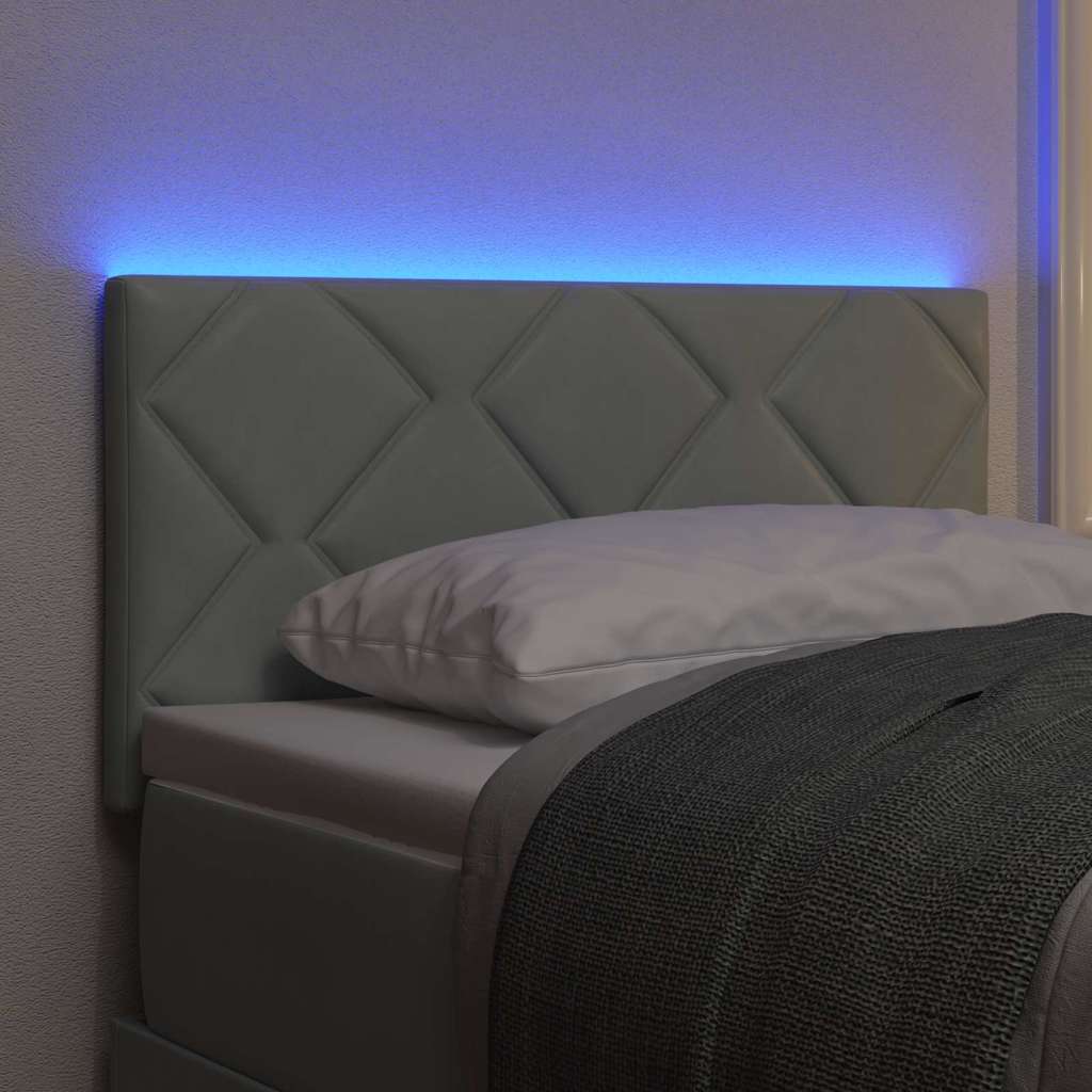 LED sengegavl Lysegrå 80 cm Fløjl