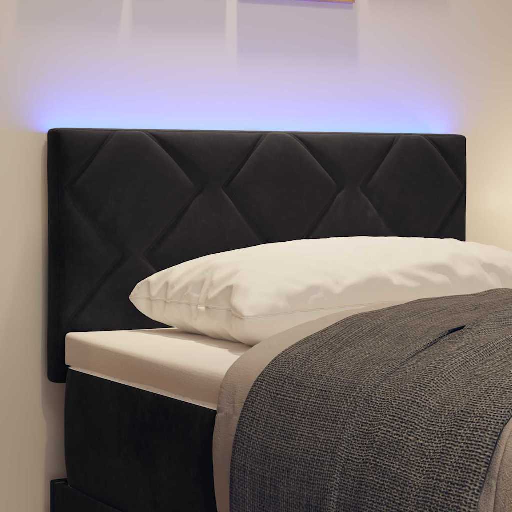 LED sengegavl Sort 80 cm Fløjl