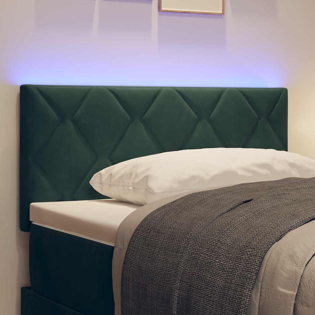 LED sengegavl Mørkegrøn 90 cm Fløjl