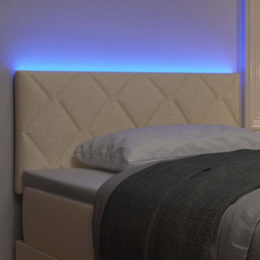 LED sengegavl Creme Stof