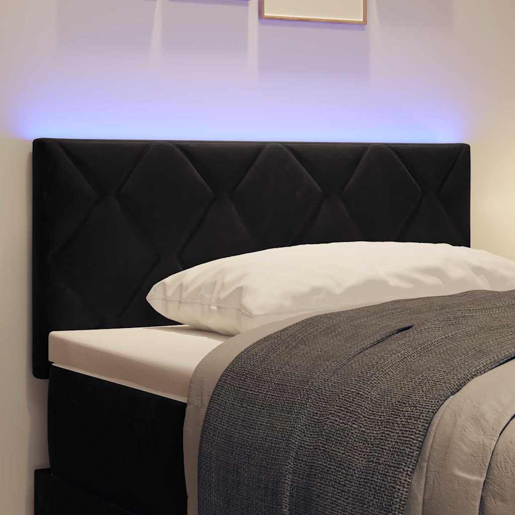 LED sengegavl Sort 100 cm Fløjl