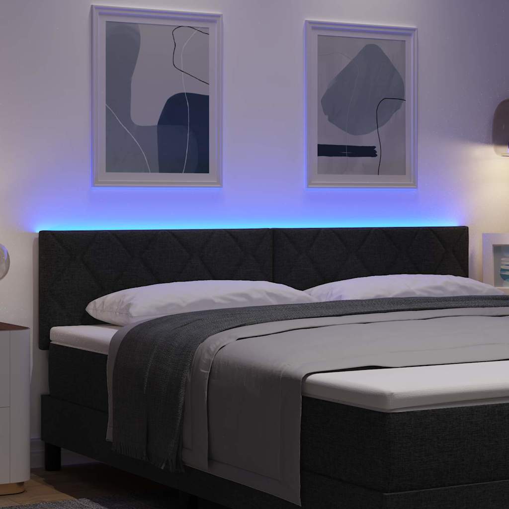 LED sengegavl Sort 180 cm Stof