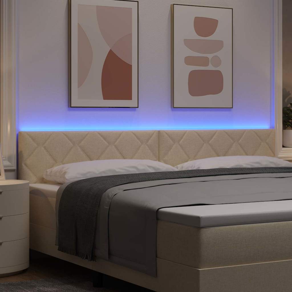 LED sengegavl Creme Stof