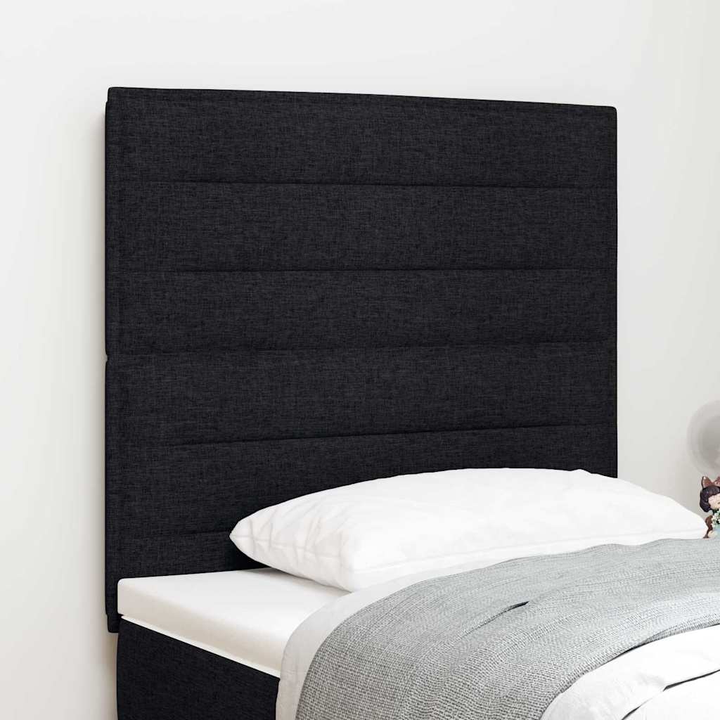LED sengegavl med LED-lysstrimler Sort 80 cm Stof