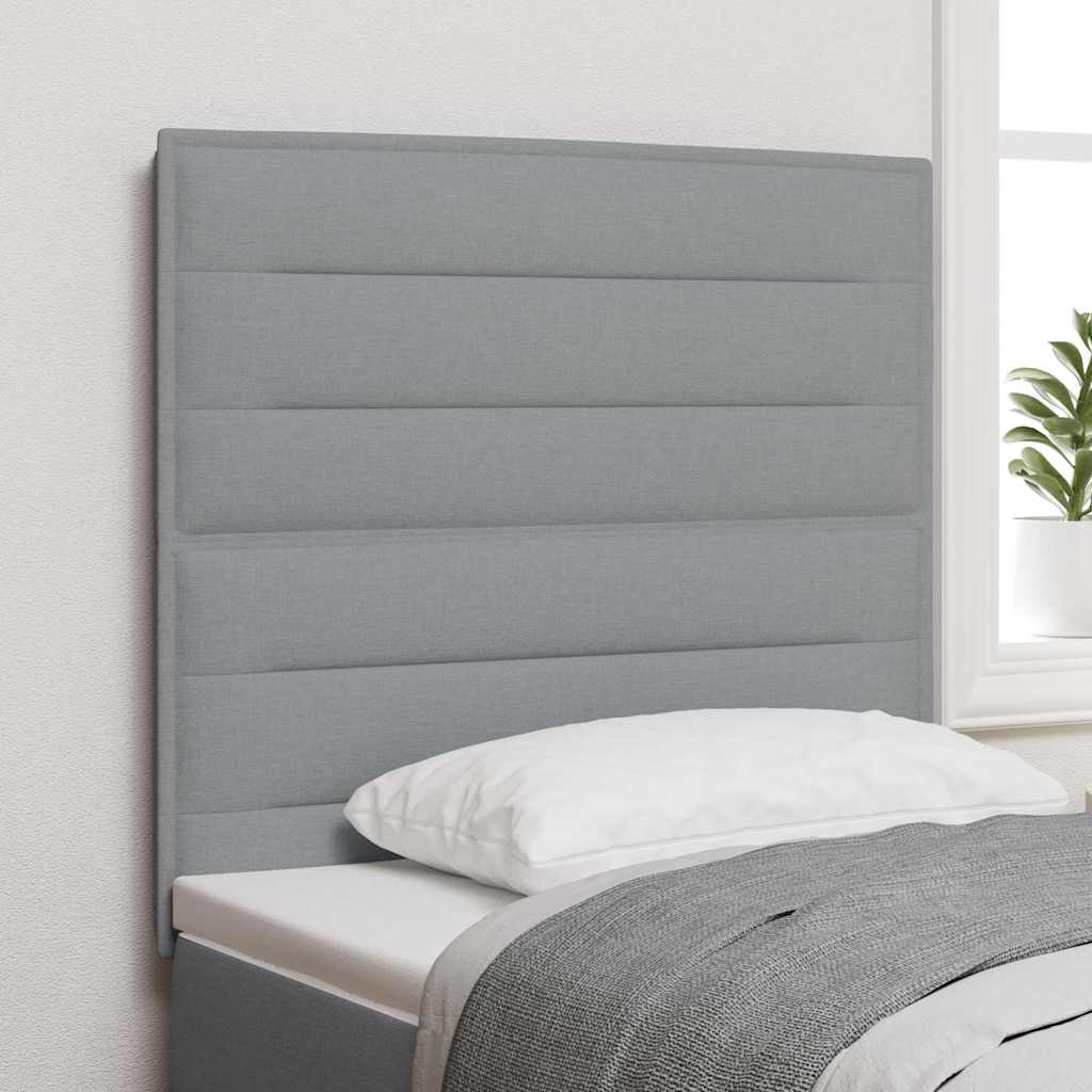 LED sengegavl med LED-lysstrimler Lysegrå 100 cm Stof