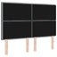 LED sengegavl med LED-lysstrimler Lysegrå 144 cm Stof