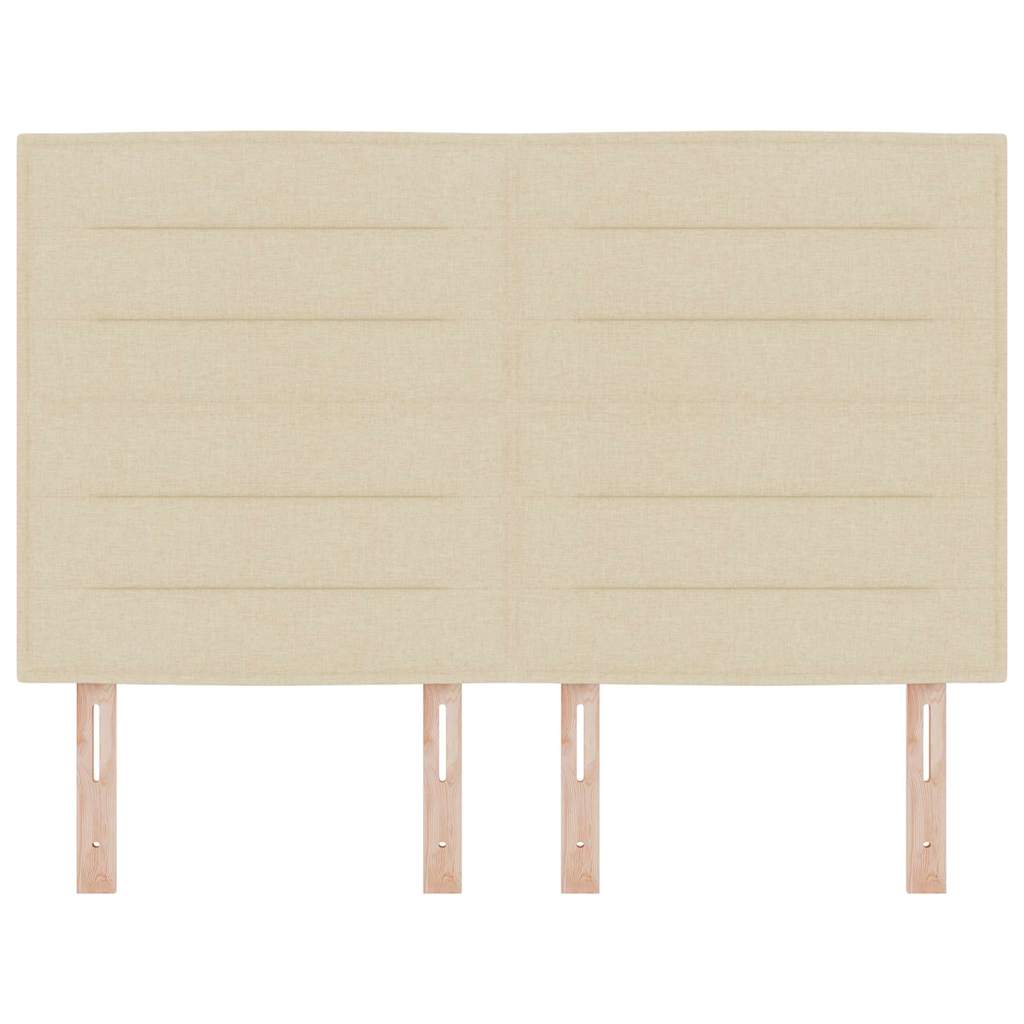 LED sengegavl med LED-lysstrimler Creme 144 cm Stof