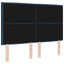 LED sengegavl med LED-lysstrimler Blå 144 cm Stof