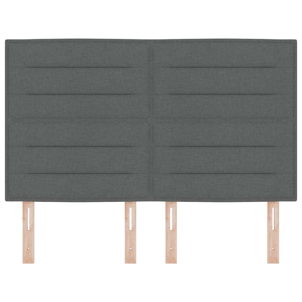 LED sengegavl med LED-lysstrimler Mørkegrå 160 cm Stof