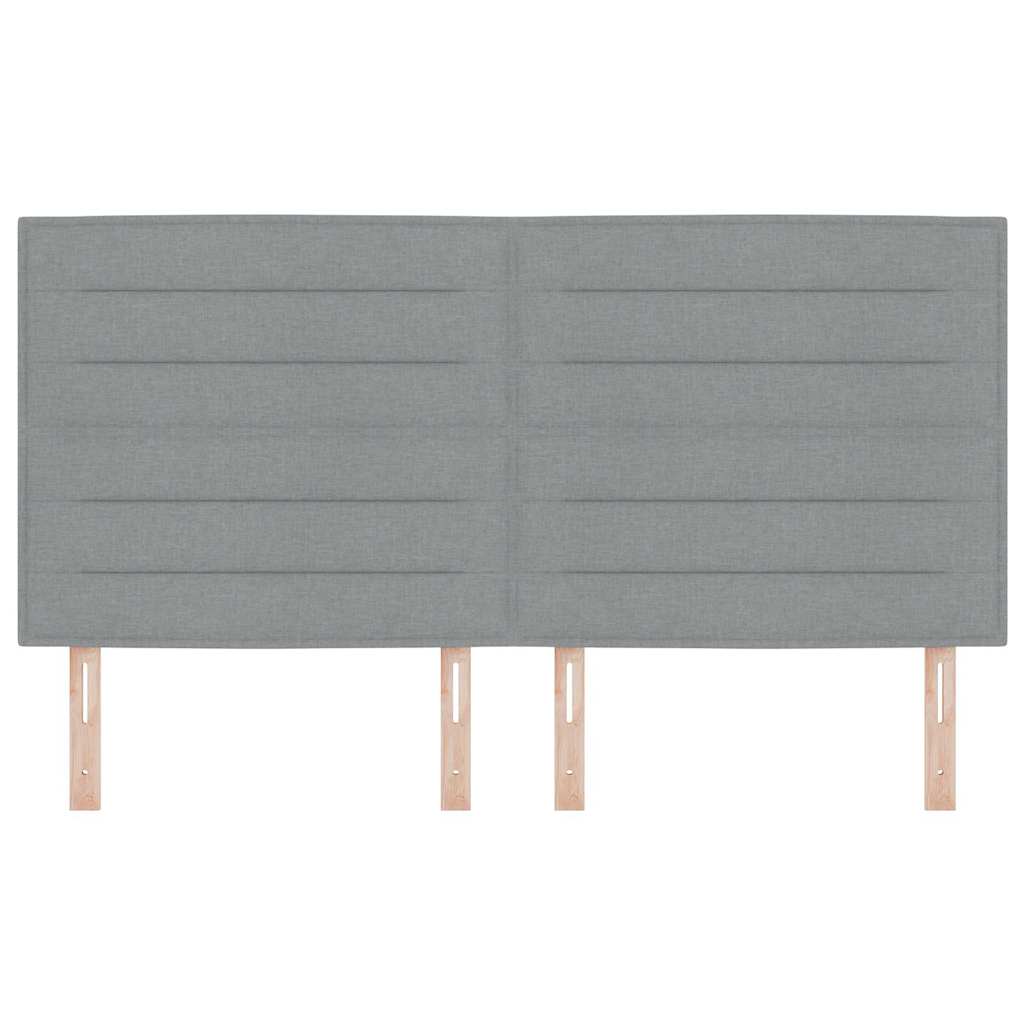 LED sengegavl med LED-lysstrimler Lysegrå 180 cm Stof