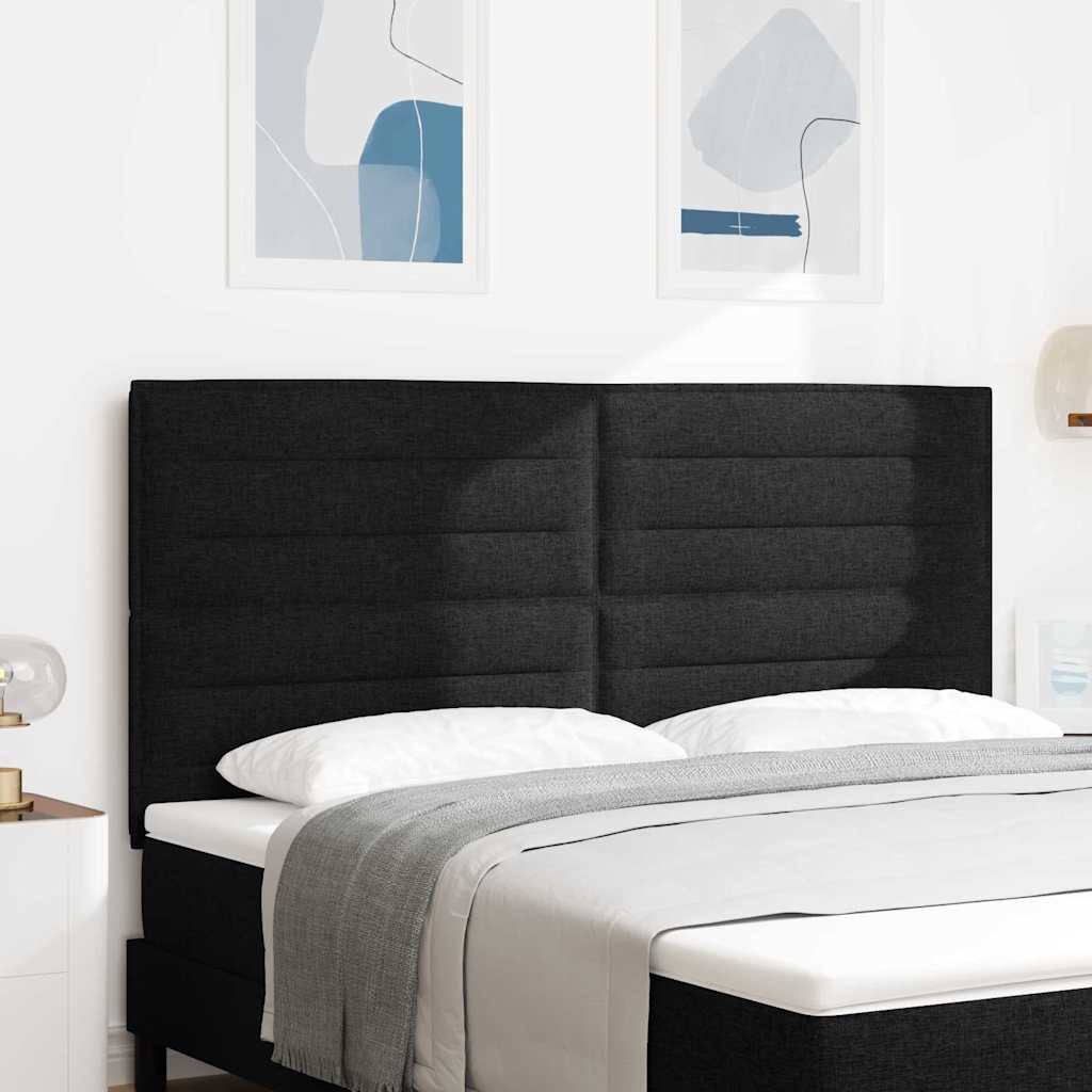 LED sengegavl med LED-lysstrimler Sort 180 cm Stof