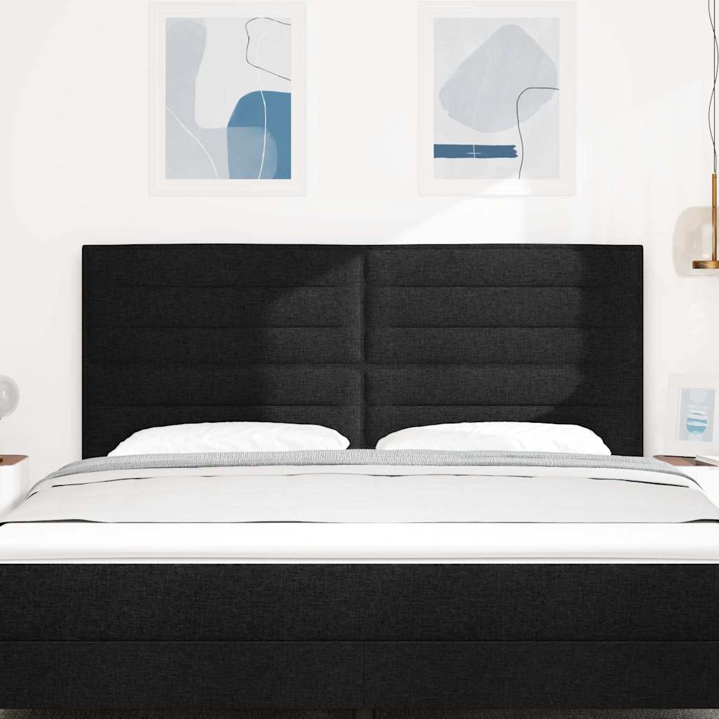 LED sengegavl med LED-lysstrimler Sort 180 cm Stof