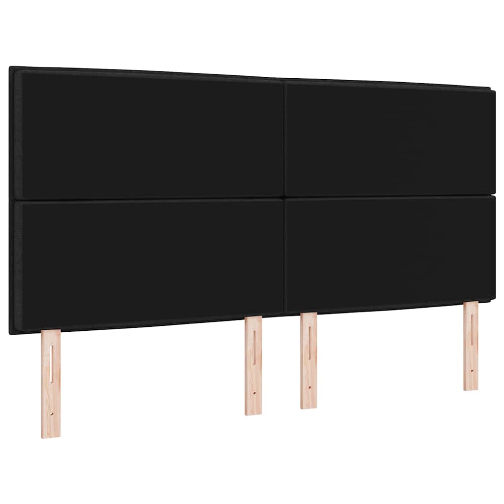 LED sengegavl med LED-lysstrimler Sort 180 cm Stof