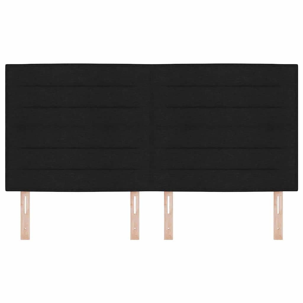 LED sengegavl med LED-lysstrimler Sort 180 cm Stof