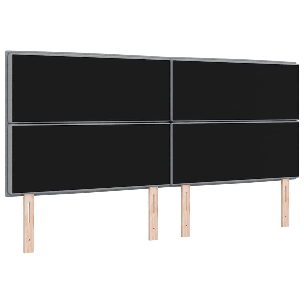 LED sengegavl med LED-lysstrimler Lysegrå 200 cm Stof