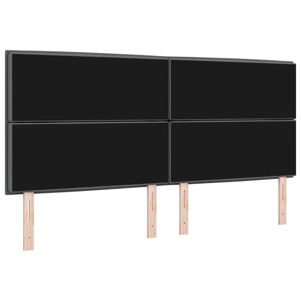 LED sengegavl med LED-lysstrimler Mørkegrå 200 cm Stof