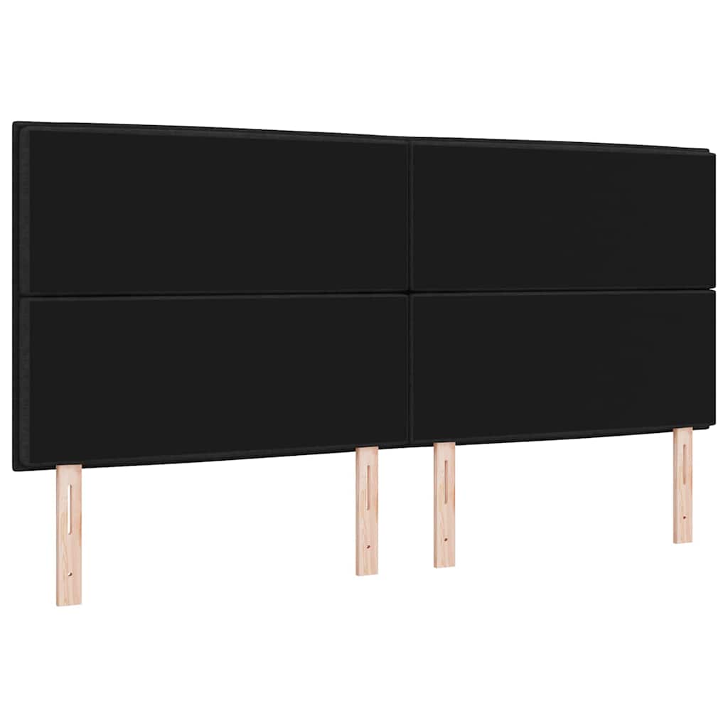 LED sengegavl med LED-lysstrimler Sort 200 cm Stof