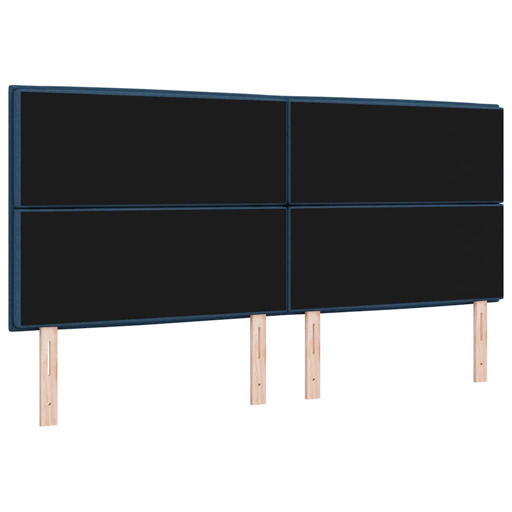 LED sengegavl med LED-lysstrimler Blå 200 cm Stof