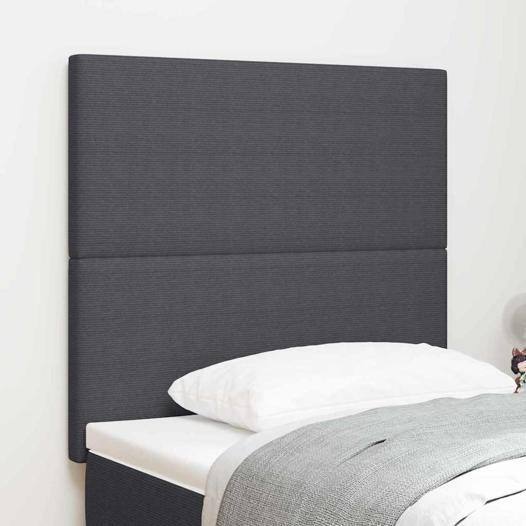 LED sengegavl med LED-lysstrimler Mørkegrå 80 cm Velourstof