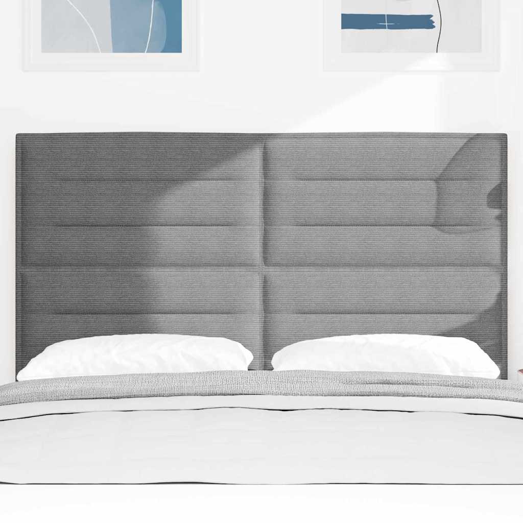 LED sengegavl med LED-lysstrimler Lysegrå 144 cm Velourstof